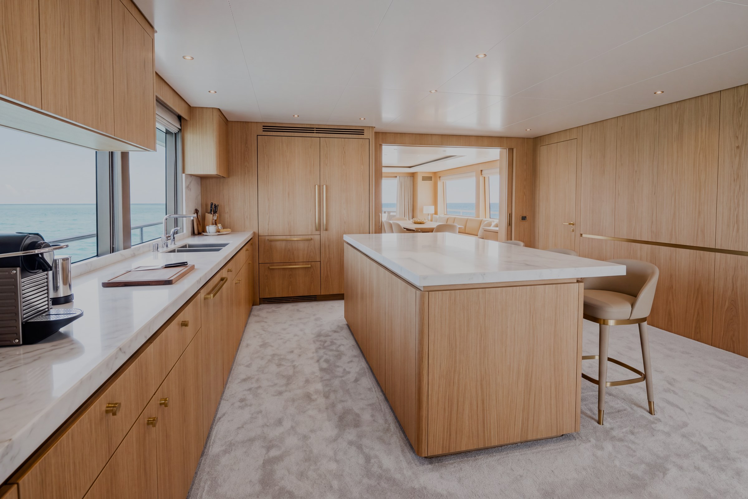 Galley of the sample yacht with separate food preparation counters
