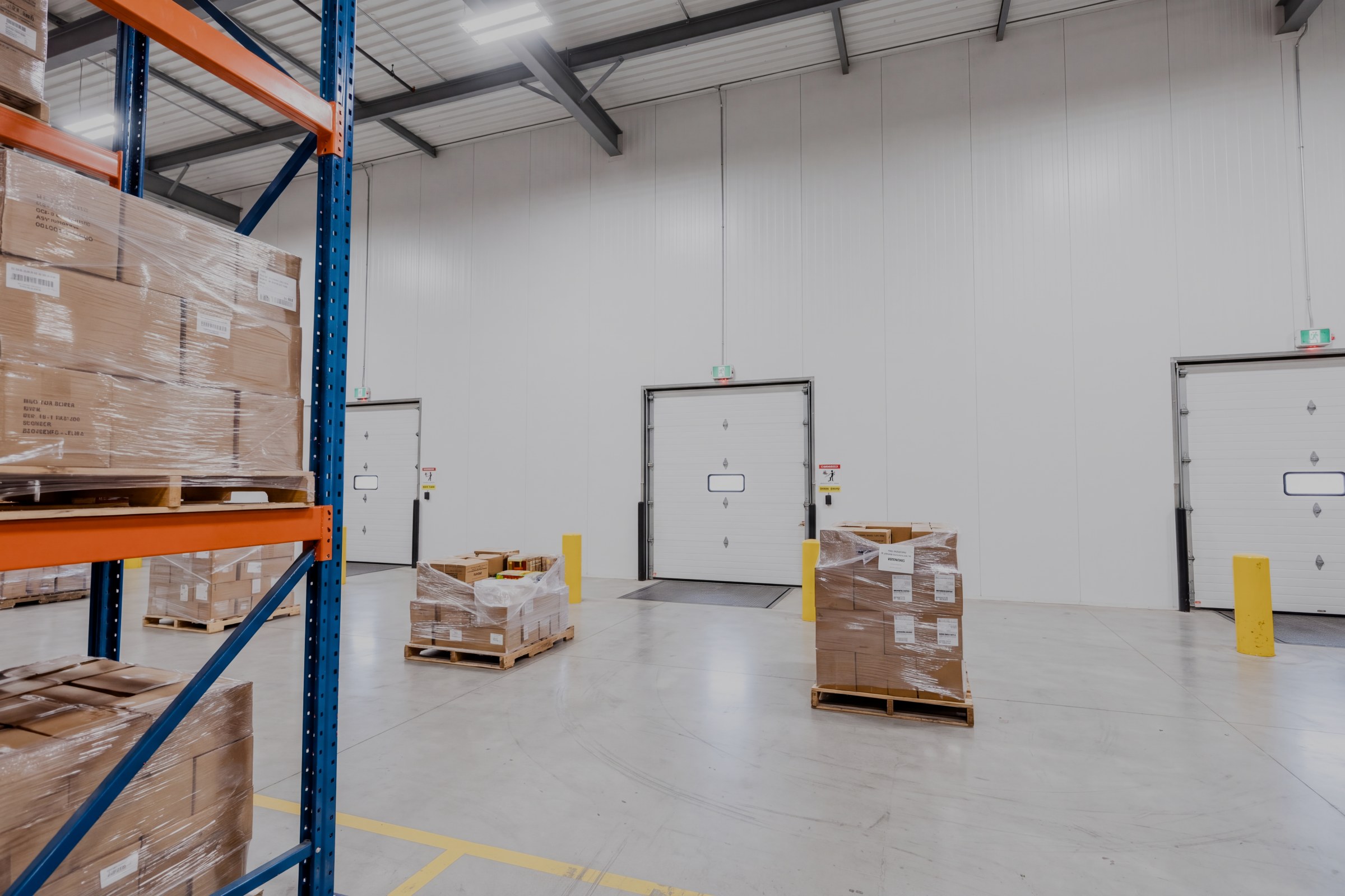 Loading dock of the sample warehouse, with dock doors and pallets