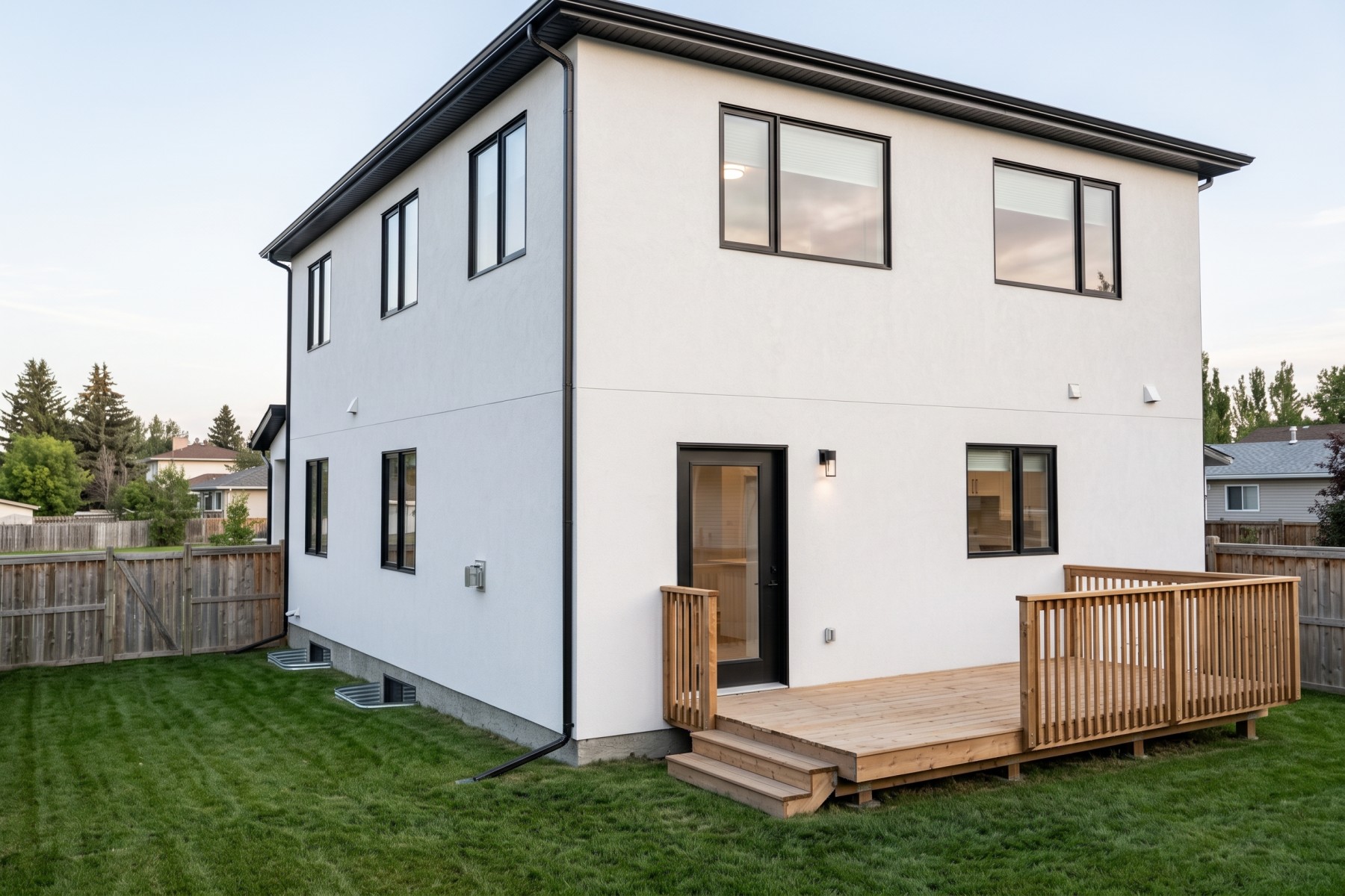 Rear exterior and deck of the sample home