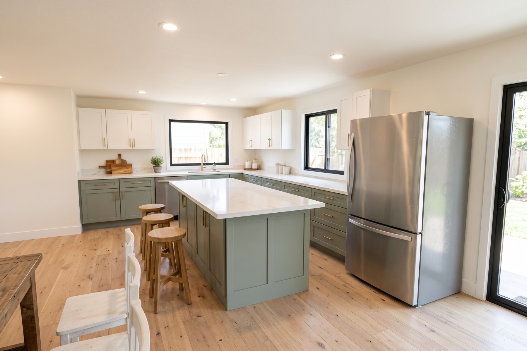 Kitchen with island and stainless appliances