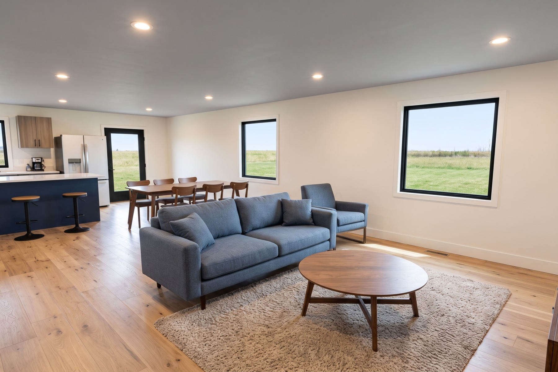 Living room with oak floors
