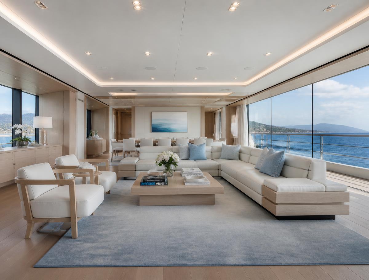 Superyacht main salon interior